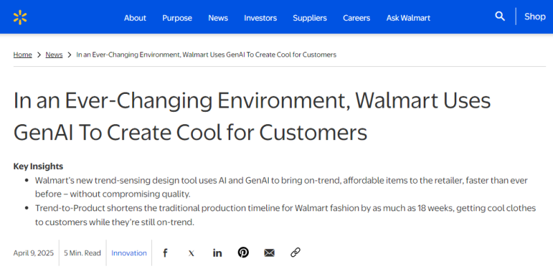 沃尔玛AI工具投用，年销20亿品牌首吃螃蟹